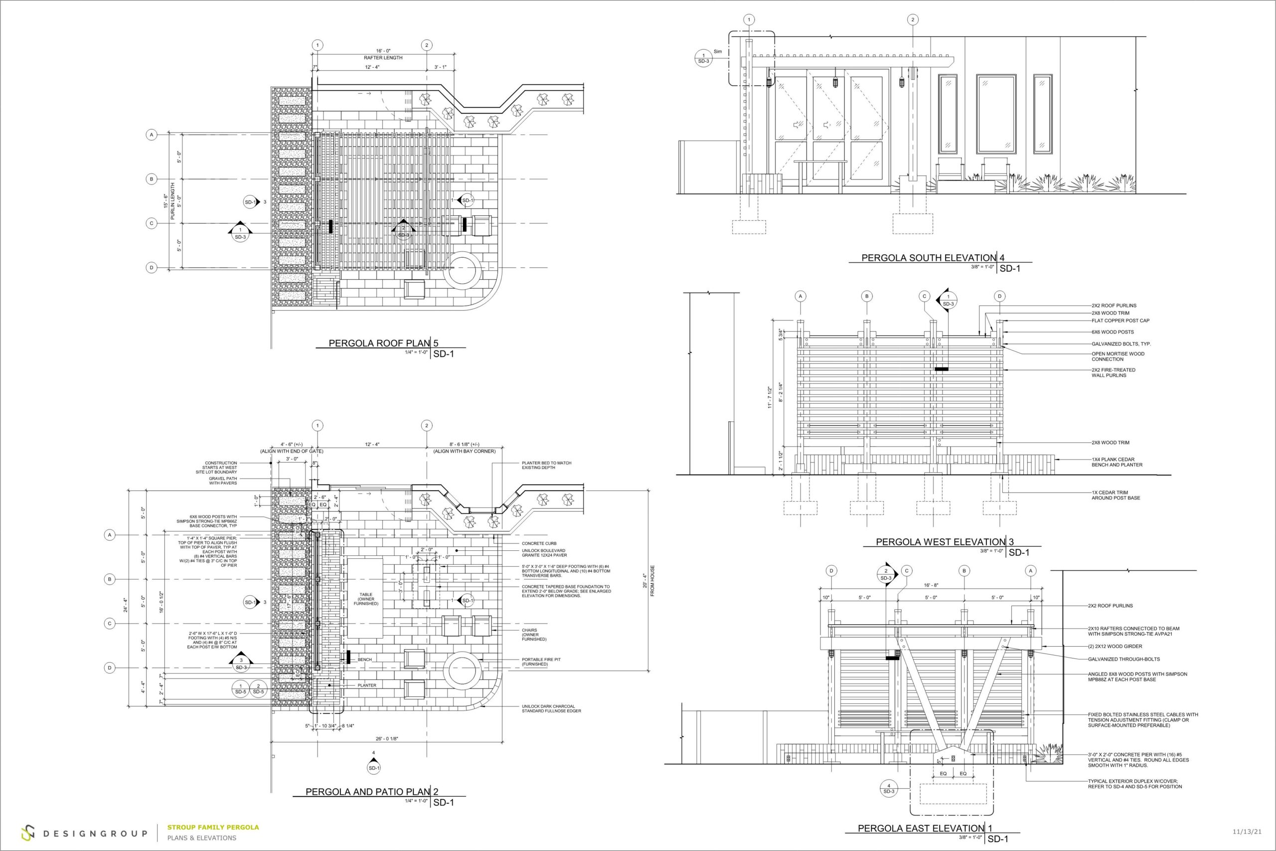 Pergola roof and patio plan