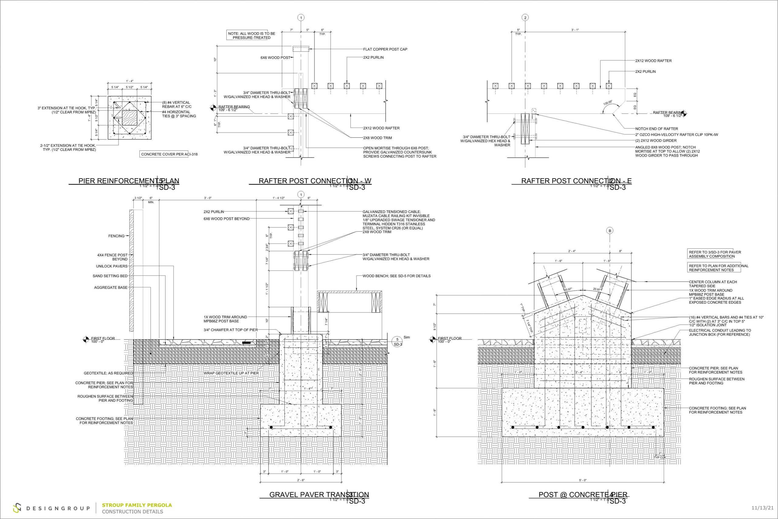 Pergola construction details diagram