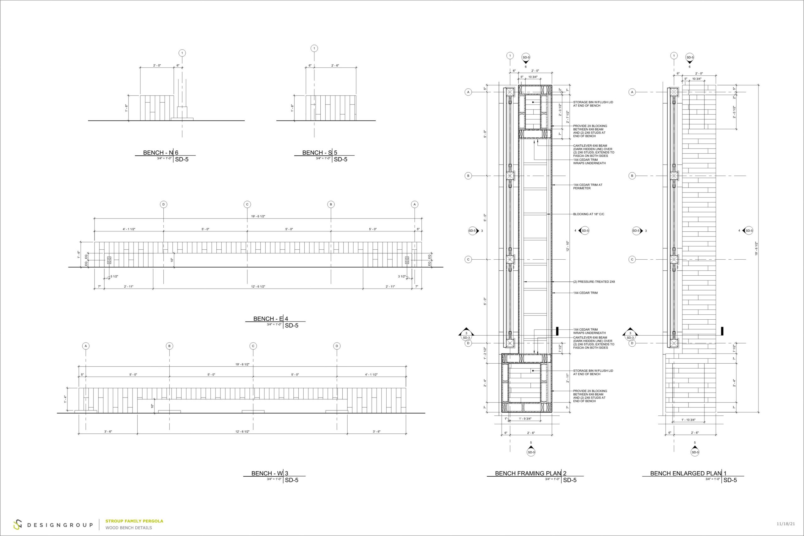 Pergola bench framing plan