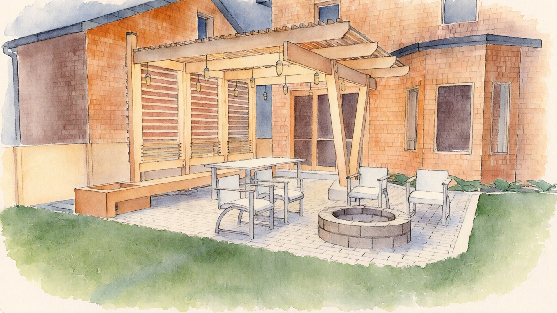 Architectural illustration of outdoor living space