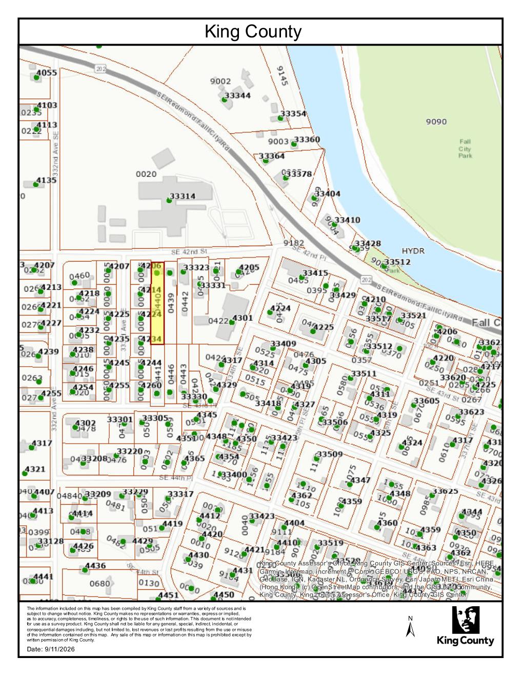 King County map with parcel numbers
