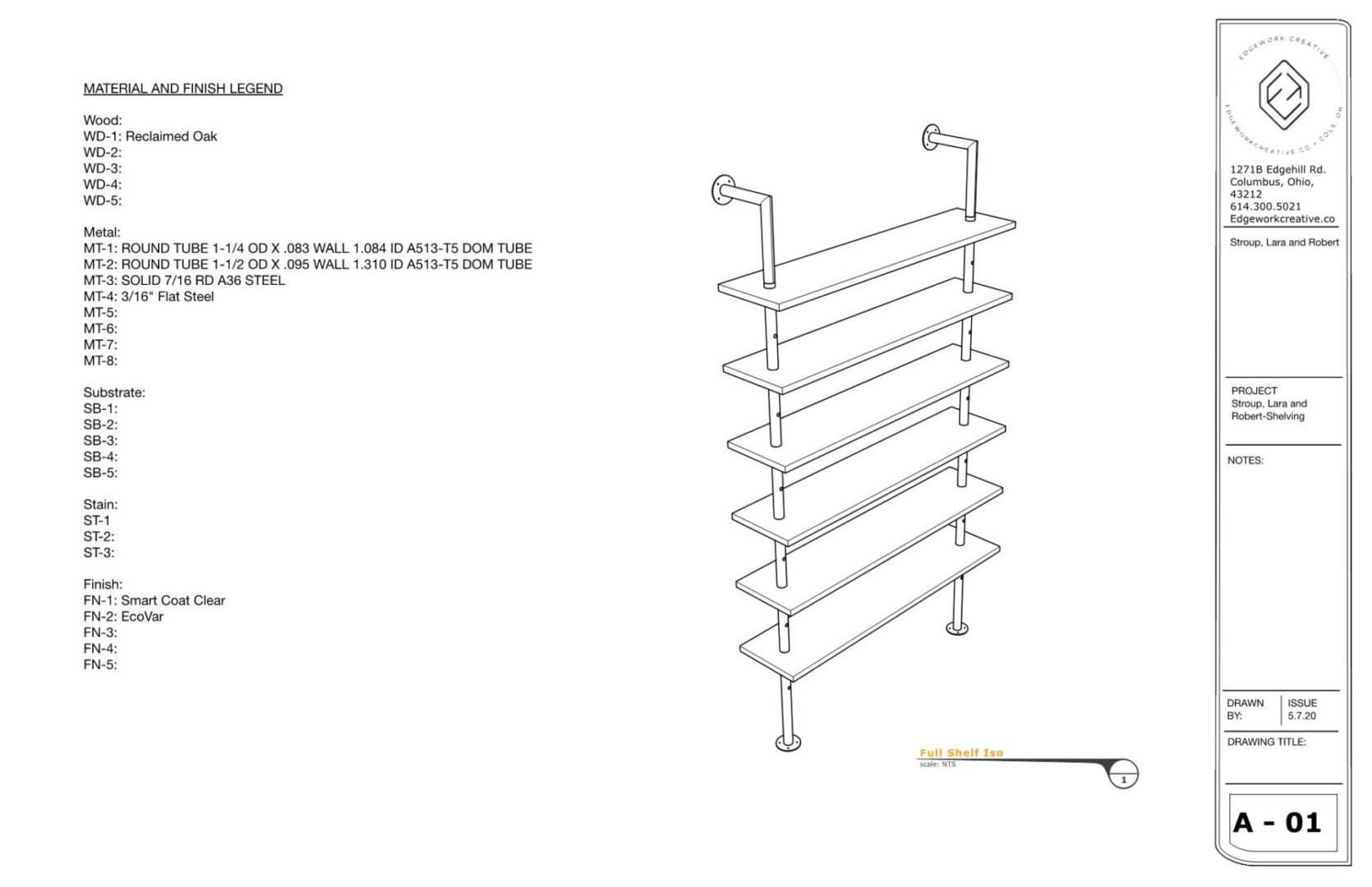 Industrial shelving isometric drawing